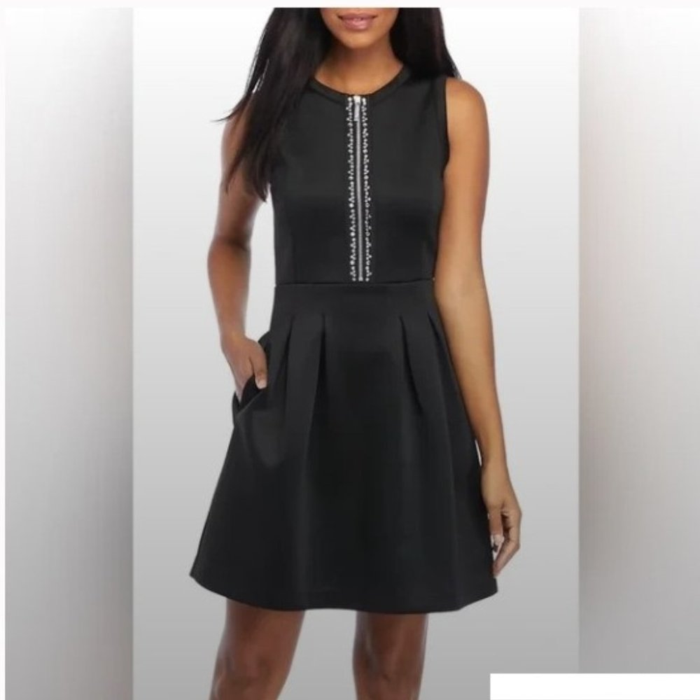Michael Kors Black Sleeveless Rhinestone Ponte Dress Size XS